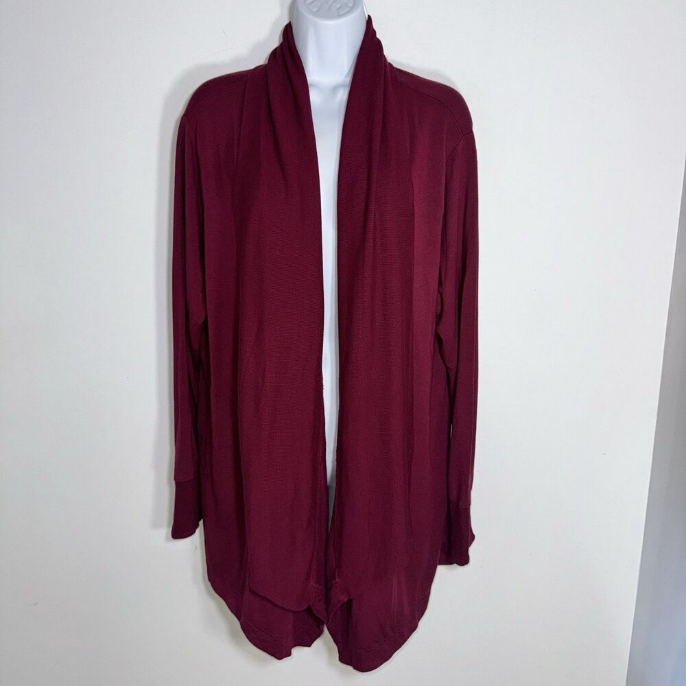 Athleta Burgundy Pranayama Restore Rib Wrap Cardigan Sweater Pockets Women Large